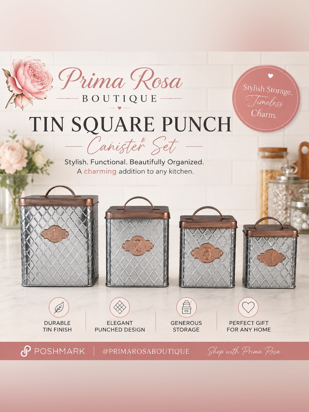 Tin Square Punched Canister Set